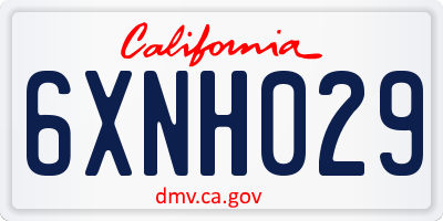 CA license plate 6XNH029