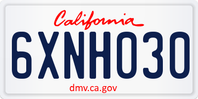 CA license plate 6XNH030