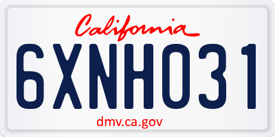 CA license plate 6XNH031