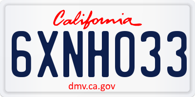 CA license plate 6XNH033