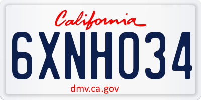 CA license plate 6XNH034