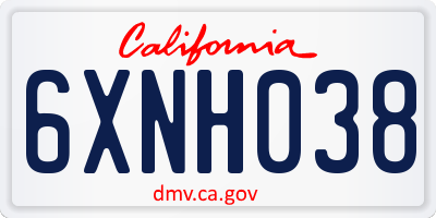 CA license plate 6XNH038