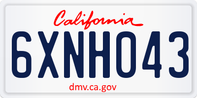 CA license plate 6XNH043
