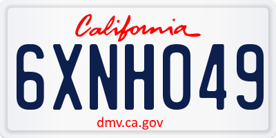 CA license plate 6XNH049