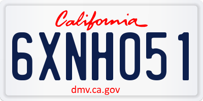 CA license plate 6XNH051