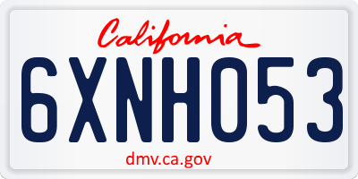 CA license plate 6XNH053