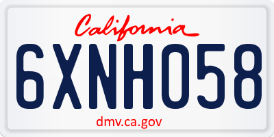 CA license plate 6XNH058