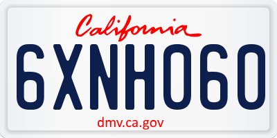 CA license plate 6XNH060
