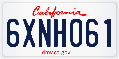 CA license plate 6XNH061