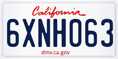 CA license plate 6XNH063