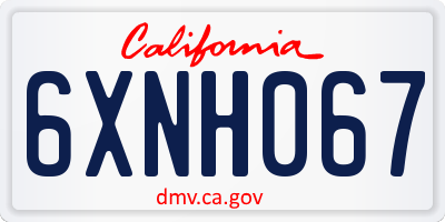 CA license plate 6XNH067
