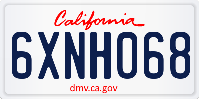 CA license plate 6XNH068