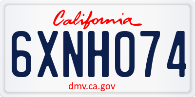 CA license plate 6XNH074