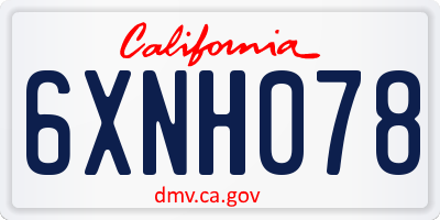 CA license plate 6XNH078