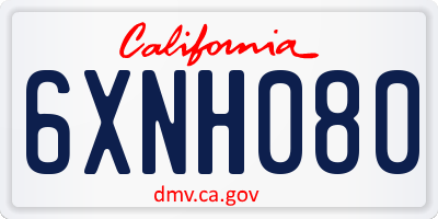 CA license plate 6XNH080