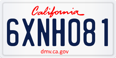 CA license plate 6XNH081