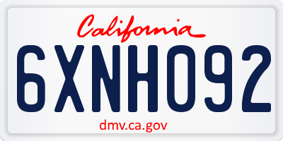 CA license plate 6XNH092