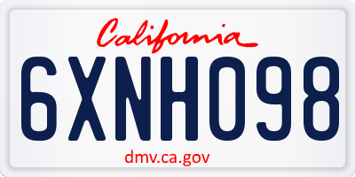 CA license plate 6XNH098