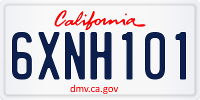 CA license plate 6XNH101