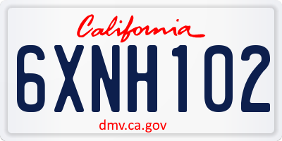 CA license plate 6XNH102