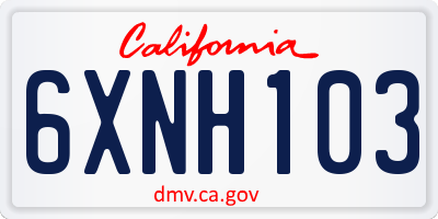 CA license plate 6XNH103