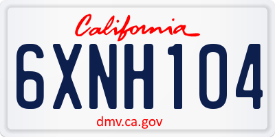 CA license plate 6XNH104
