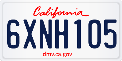 CA license plate 6XNH105