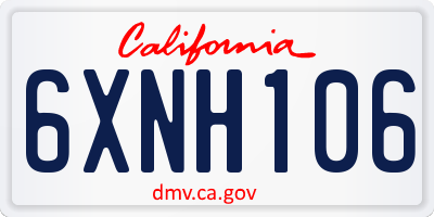CA license plate 6XNH106