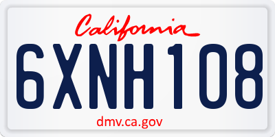 CA license plate 6XNH108