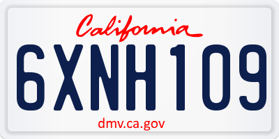 CA license plate 6XNH109