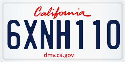 CA license plate 6XNH110