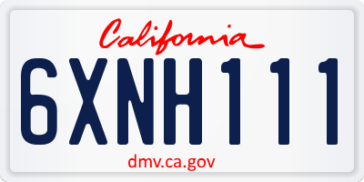 CA license plate 6XNH111