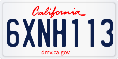CA license plate 6XNH113