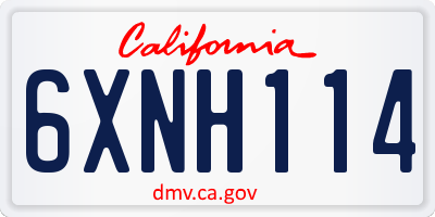 CA license plate 6XNH114