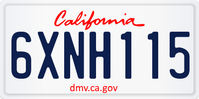 CA license plate 6XNH115