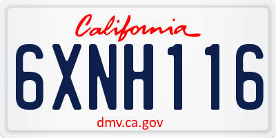 CA license plate 6XNH116