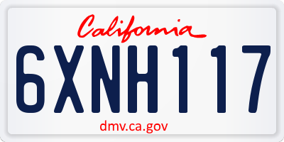 CA license plate 6XNH117