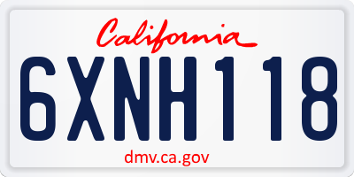 CA license plate 6XNH118