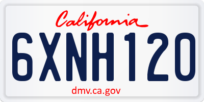 CA license plate 6XNH120