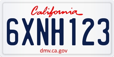 CA license plate 6XNH123