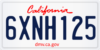 CA license plate 6XNH125