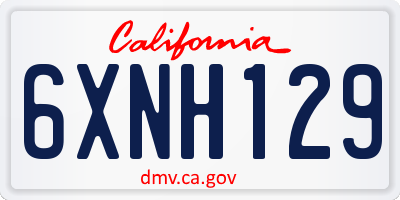 CA license plate 6XNH129