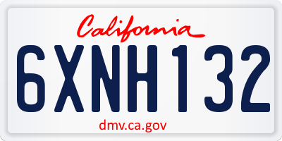 CA license plate 6XNH132