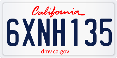 CA license plate 6XNH135