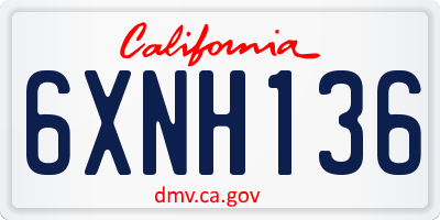 CA license plate 6XNH136