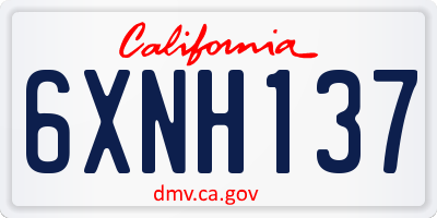 CA license plate 6XNH137