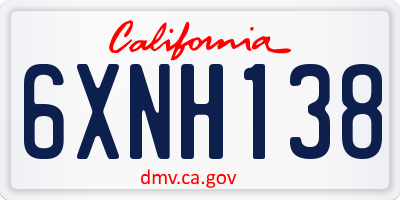 CA license plate 6XNH138