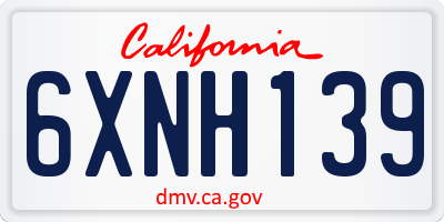 CA license plate 6XNH139