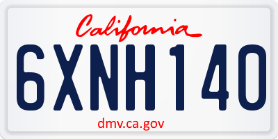 CA license plate 6XNH140