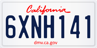 CA license plate 6XNH141